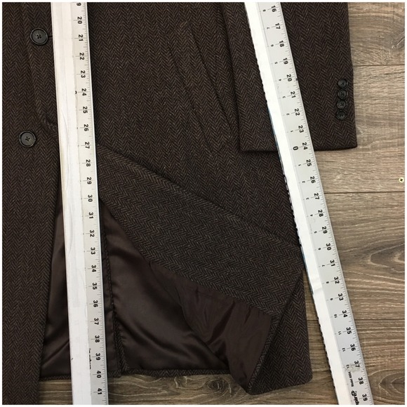 JOS A BANK Mens Tweed Overcoat Long Coat Jacket Wool Size 40S Casual Blazer - Picture 12 of 12